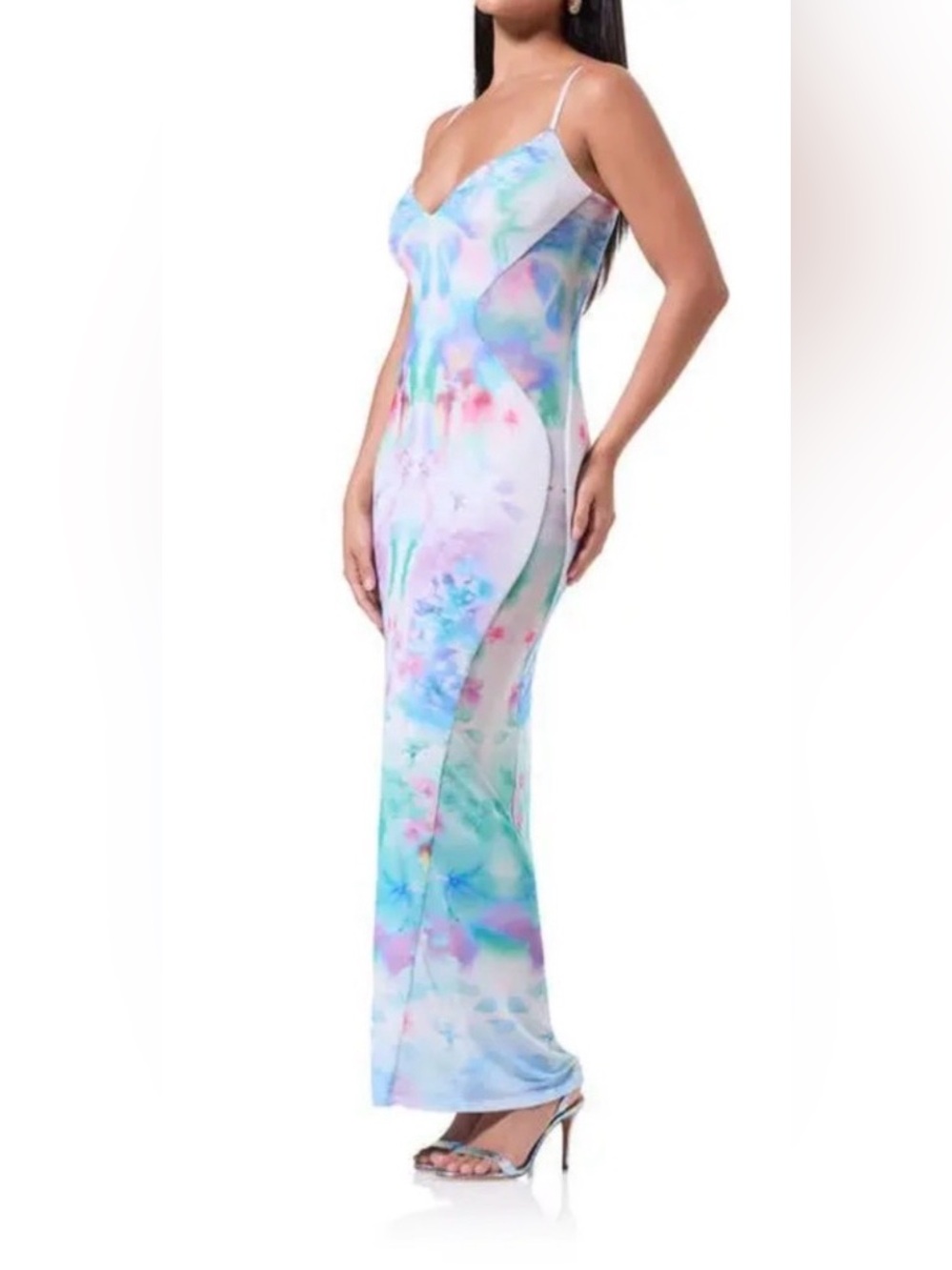 AFRM Alyson Mesh Panel Maxi Dress in Blur Blossom | Women’s Mediam | Never worn